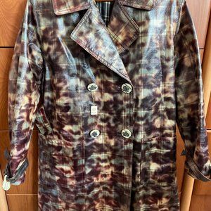 REVILLON PARIS FAUX LEATHER  SHINY TEXTURE COAT L